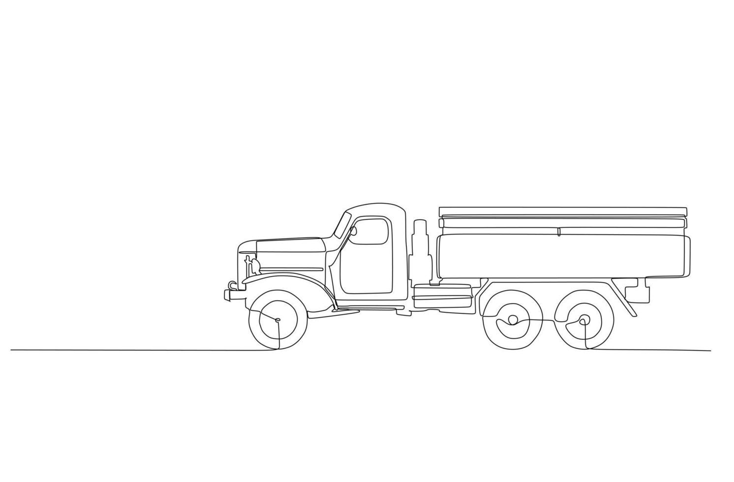 Dibujo continuo de una sola línea de camión antiguo vintage. una línea dibujada ilustración vectorial vector