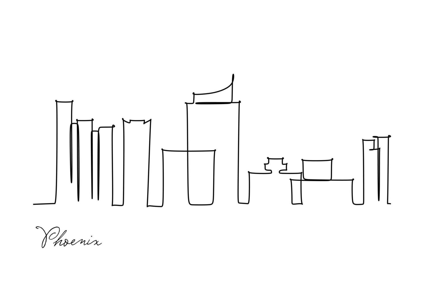 Horizonte de la ciudad de Phoenix de estilo de una línea. vector de estilo minimalista moderno simple. dibujo de linea continua