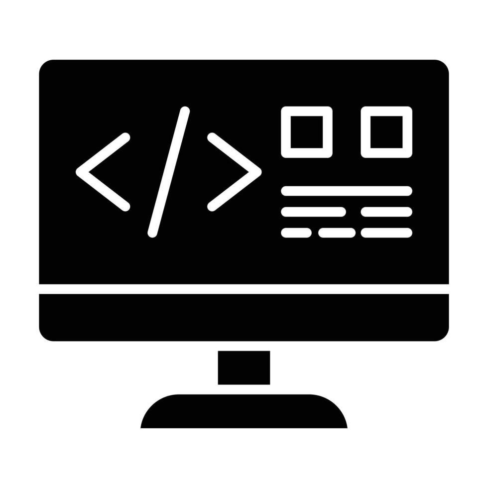 icono de glifo de codificación de sitio web vector