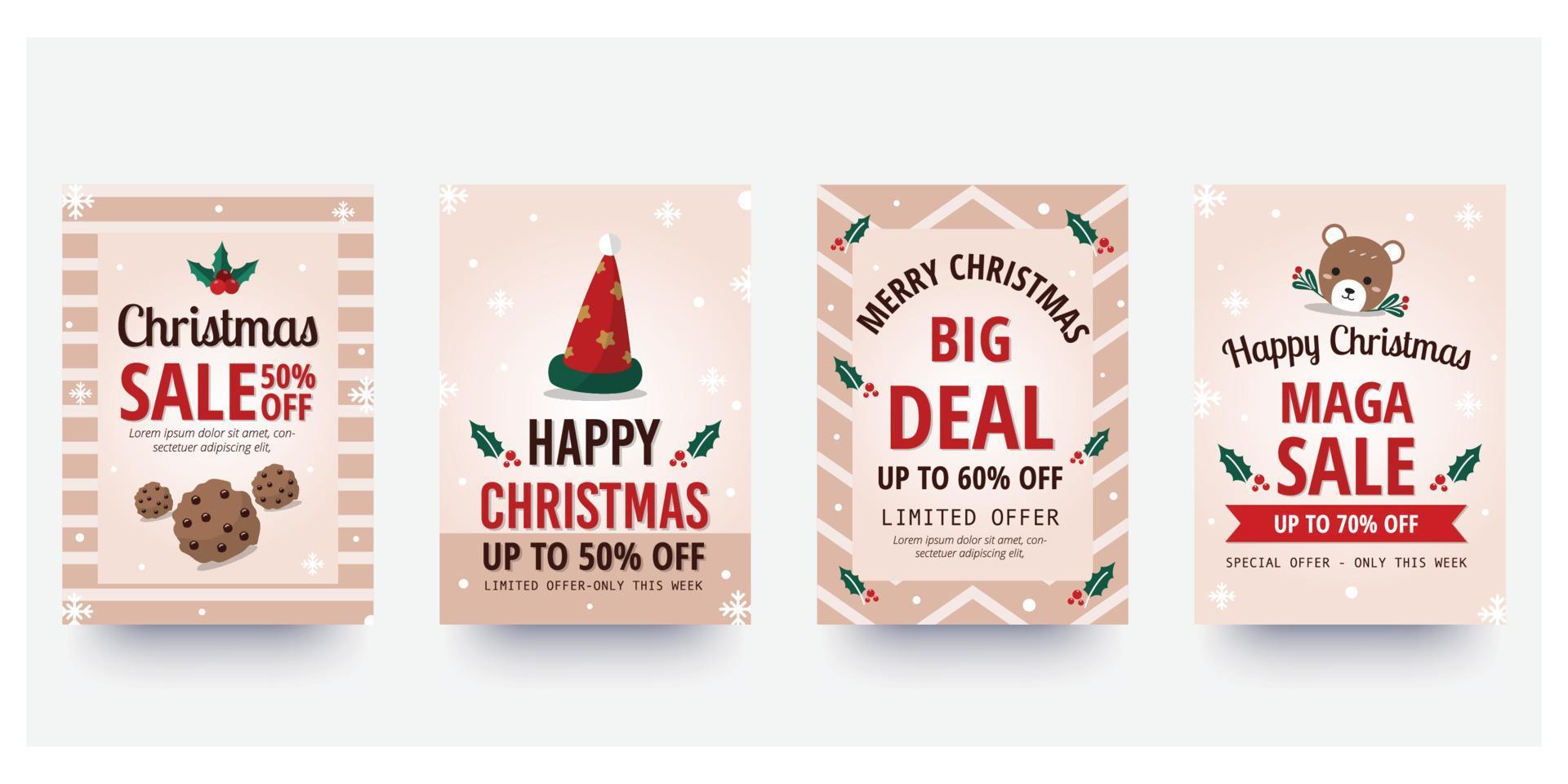 Christmas sle flyer and poster design with sale promotional text and colorful christmas element. Vector illustration.