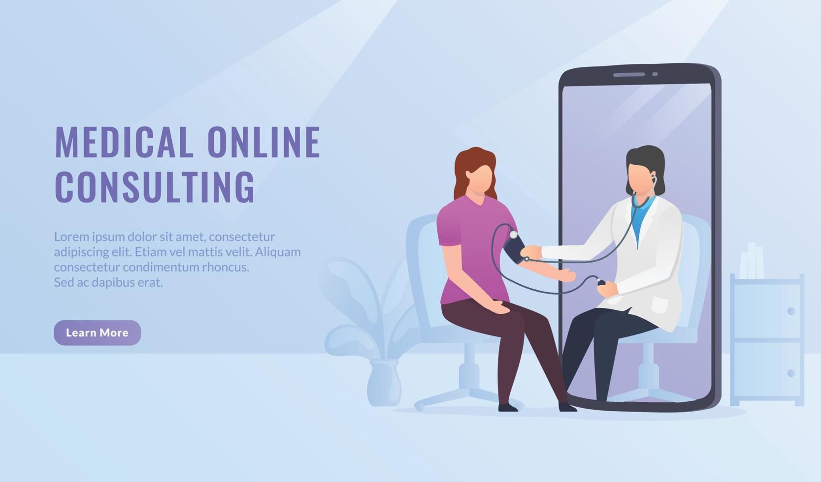 Online medical healthcare consultation for website template or landing homepage design vector