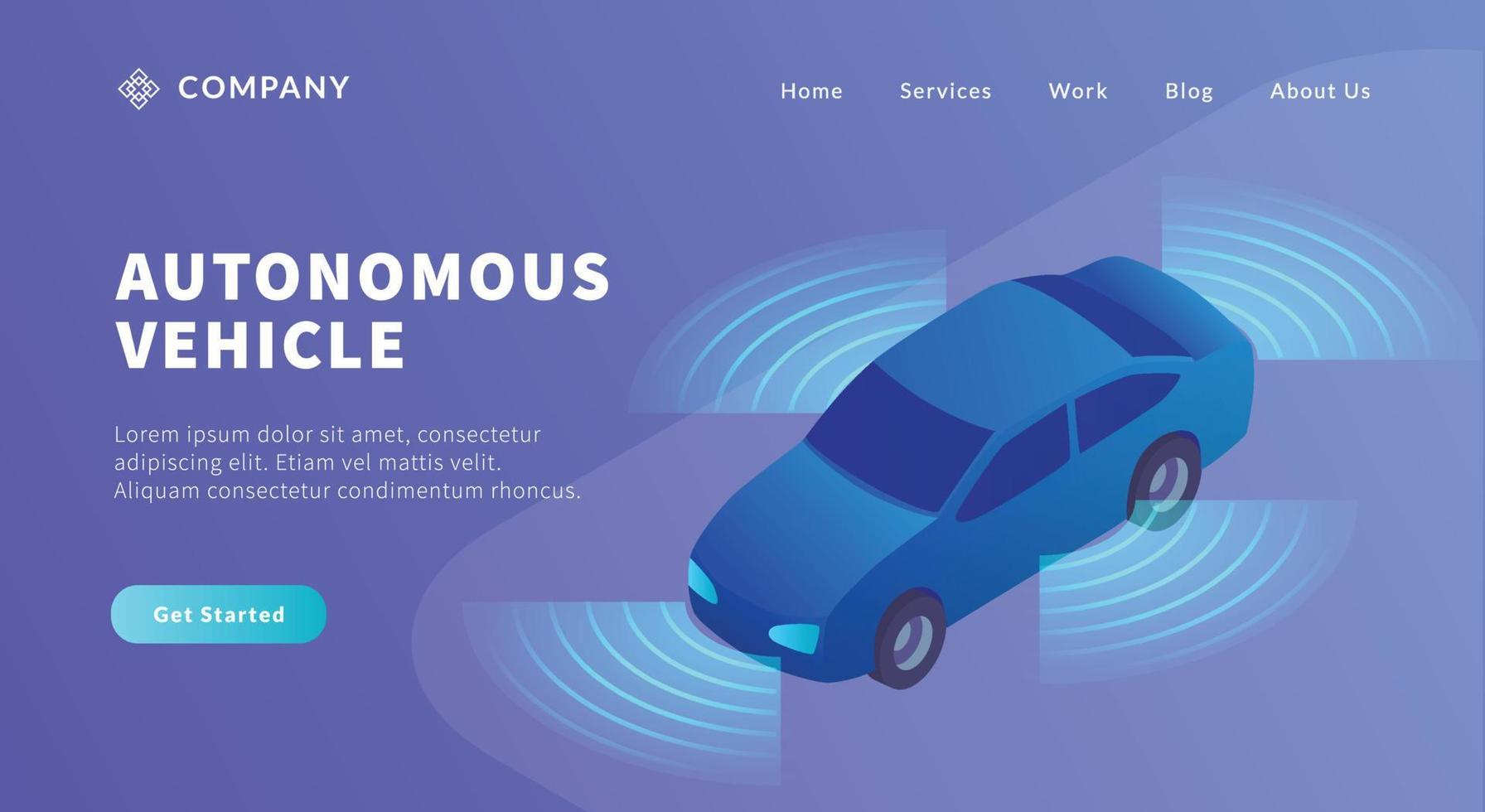 autonomous car or vehicle concept with radar and isometric style for website template or landing homepage vector