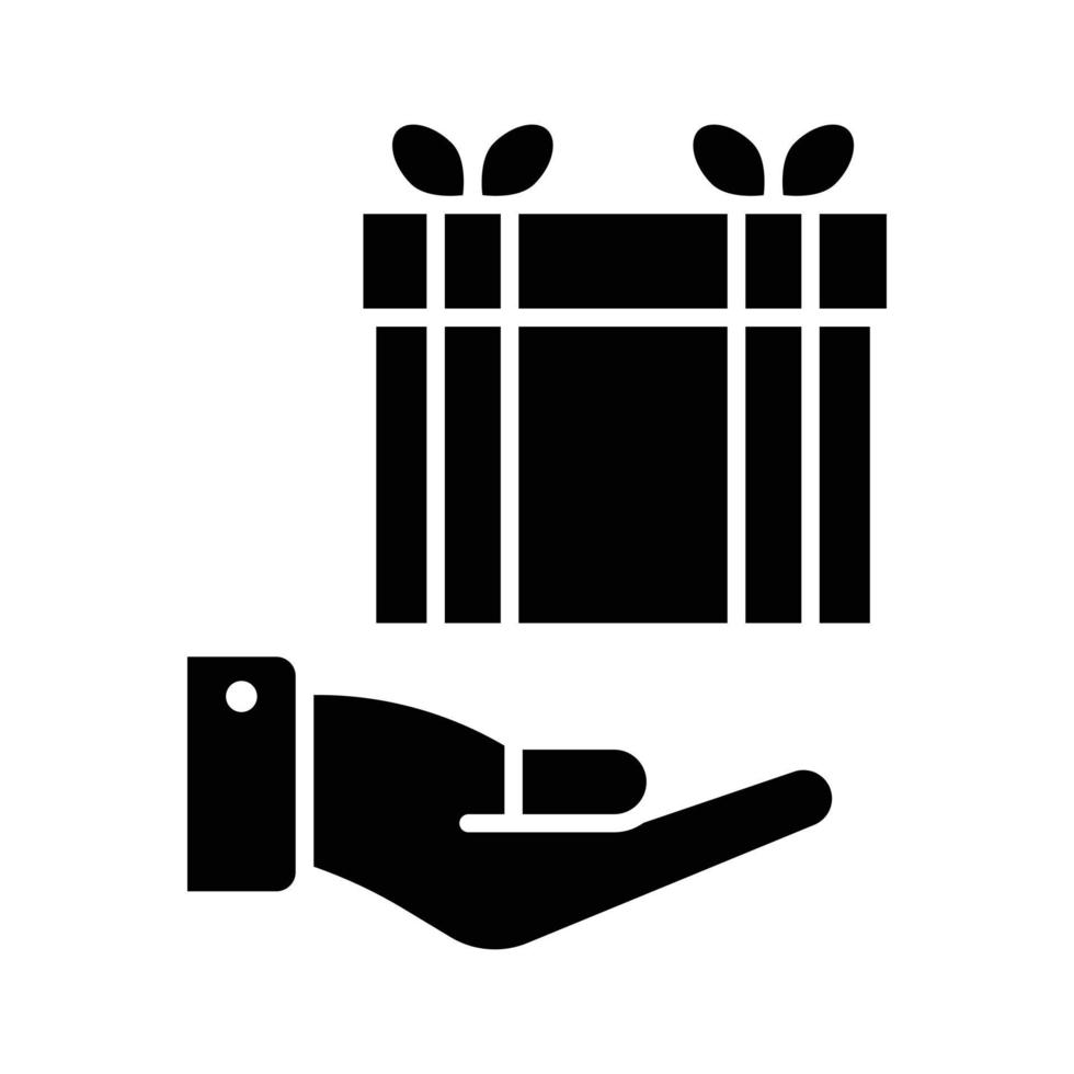 Gift in Hand Glyph Icon vector
