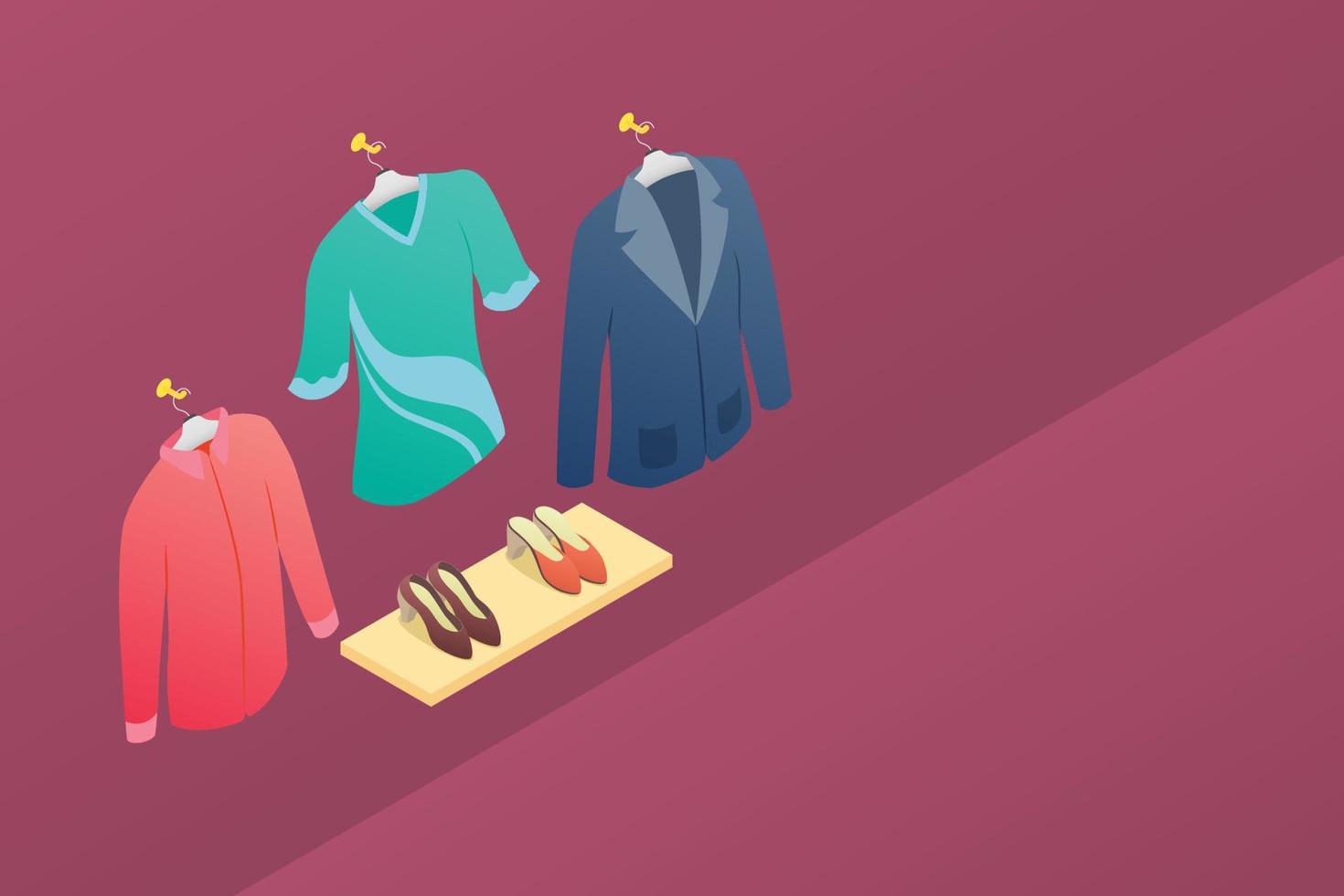 woman clothes and shoes collection with isometric modern style vector