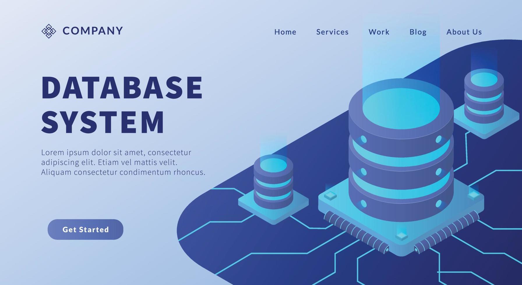 concepto de sistema de base de datos con entorno de big data y transferencia de datos de conexión con estilo isométrico para plantilla de sitio web o página de inicio de aterrizaje vector