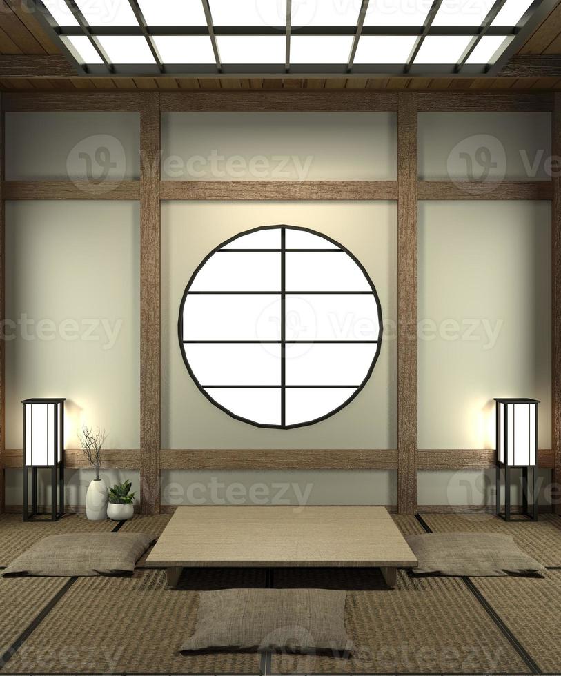 Mock up Japan room with tatami mat floor and decoration japan style was designed in japanese style.3d rendering photo
