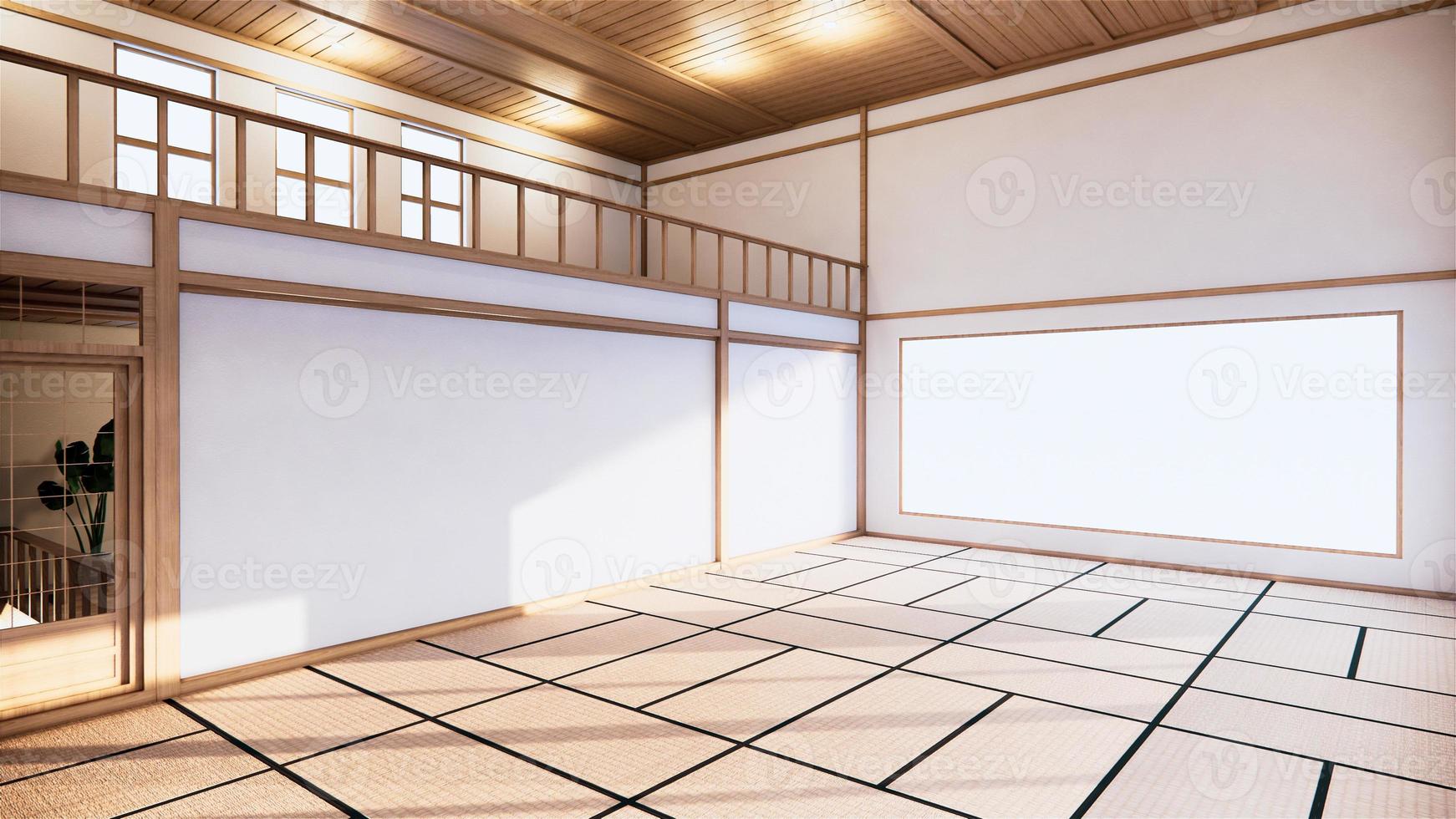 Japanese-style interior of the first floor in a two-story house. 3D rendering photo