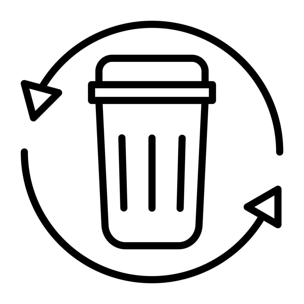 icono de línea de reciclaje de basura vector