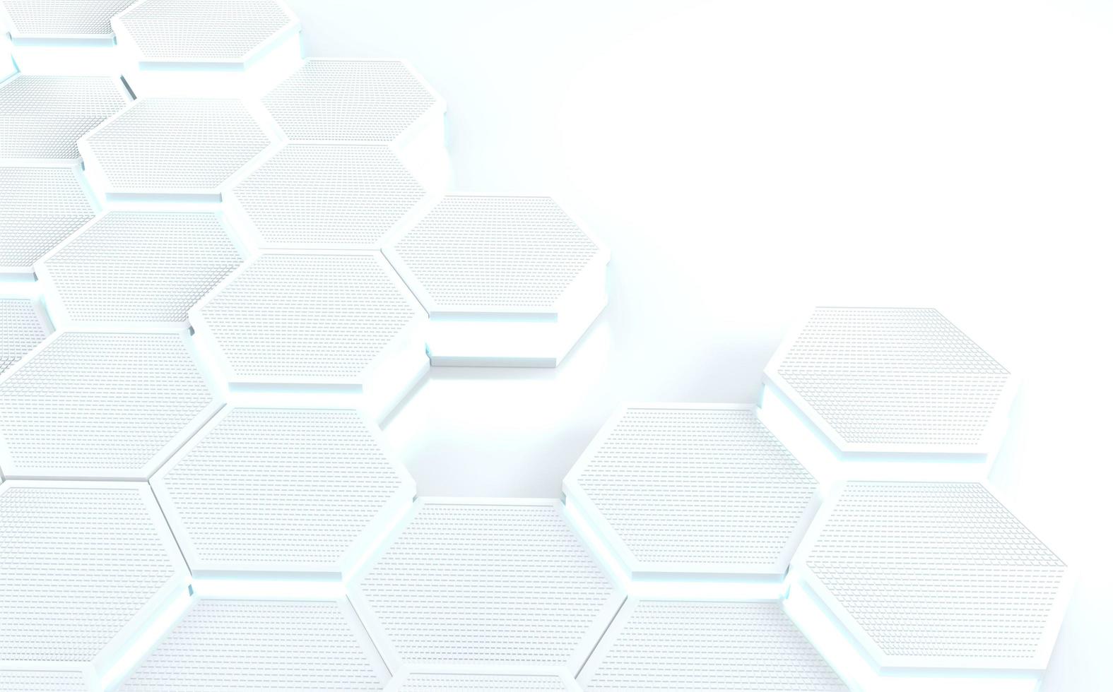 futuristic concept hexagon white abstract showcase. 3D rendering photo