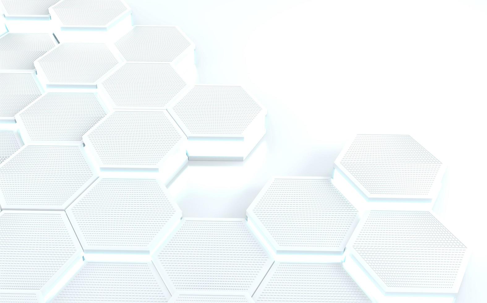 futuristic concept hexagon white abstract showcase. 3D rendering photo