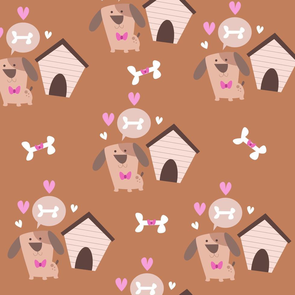 Seamless pattern with cute cartoon dog and bones vector