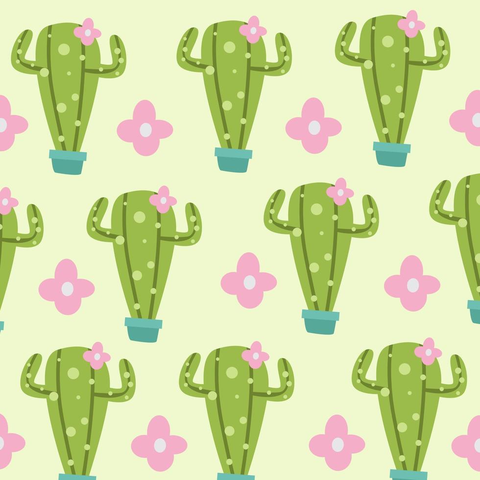 Cute cactus and seamless flower pattern 4602358 Vector Art at Vecteezy