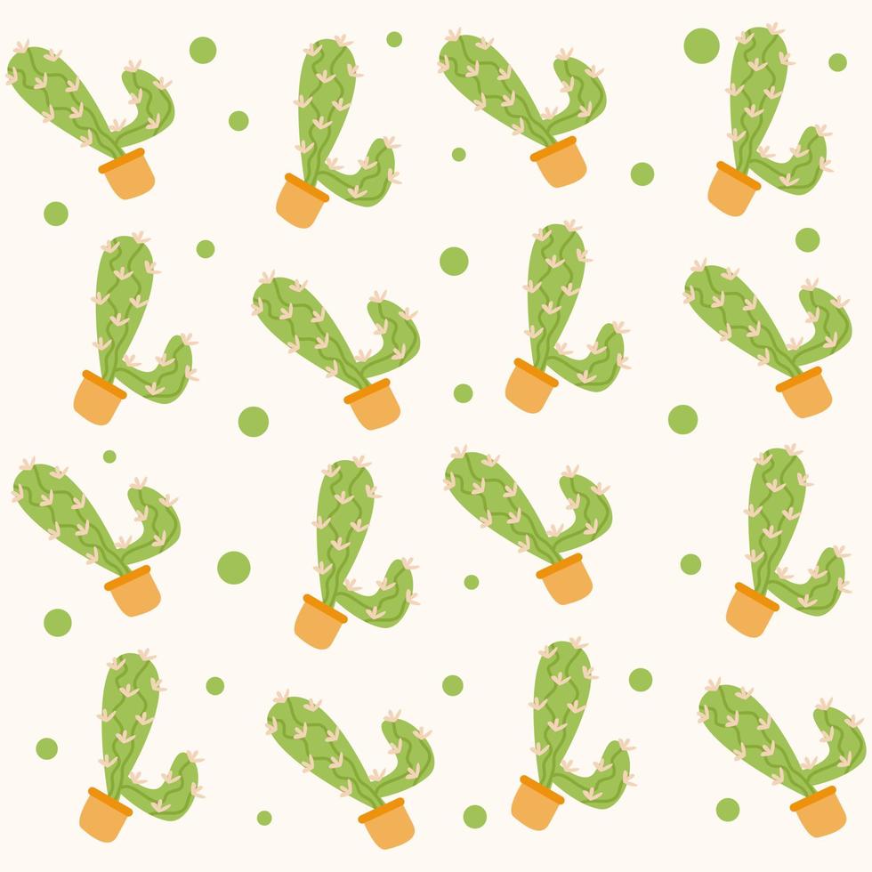 Cute cactus and seamless flower pattern vector