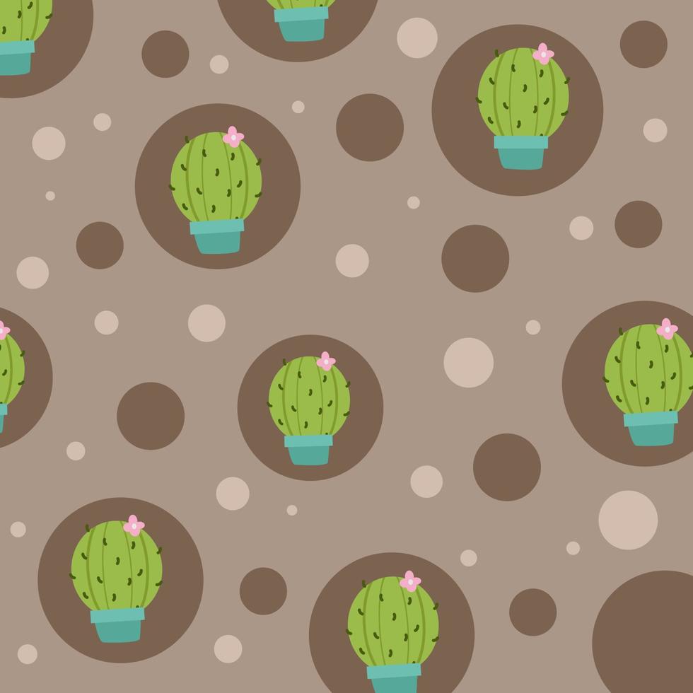 lindo cactus y patrón de flores sin fisuras vector