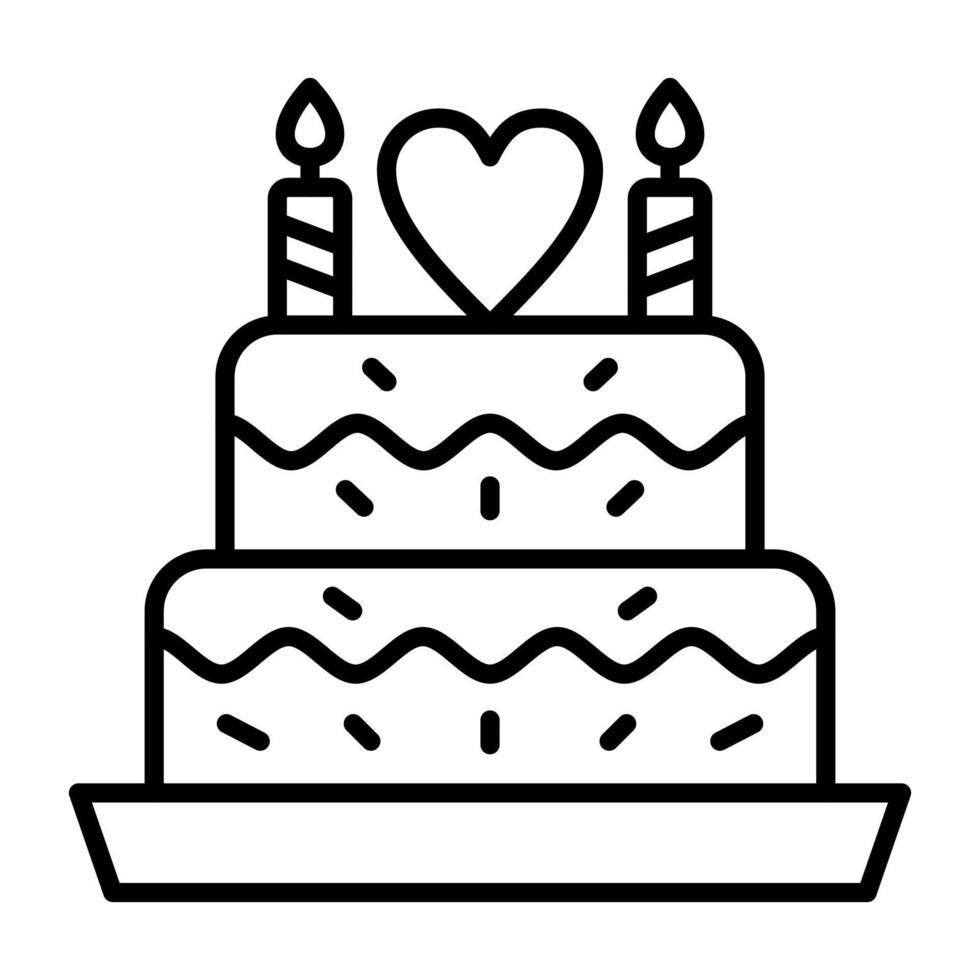 icono de línea de pastel de boda vector