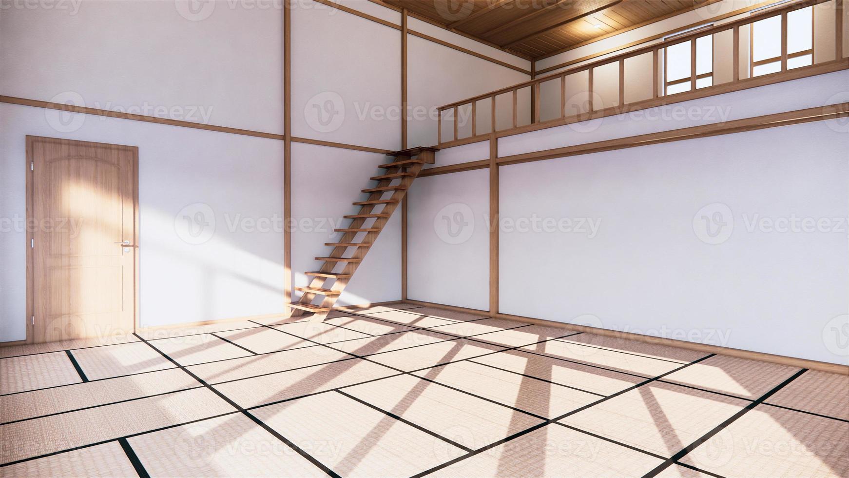 Japanese-style interior of the first floor in a two-story house. 3D rendering photo