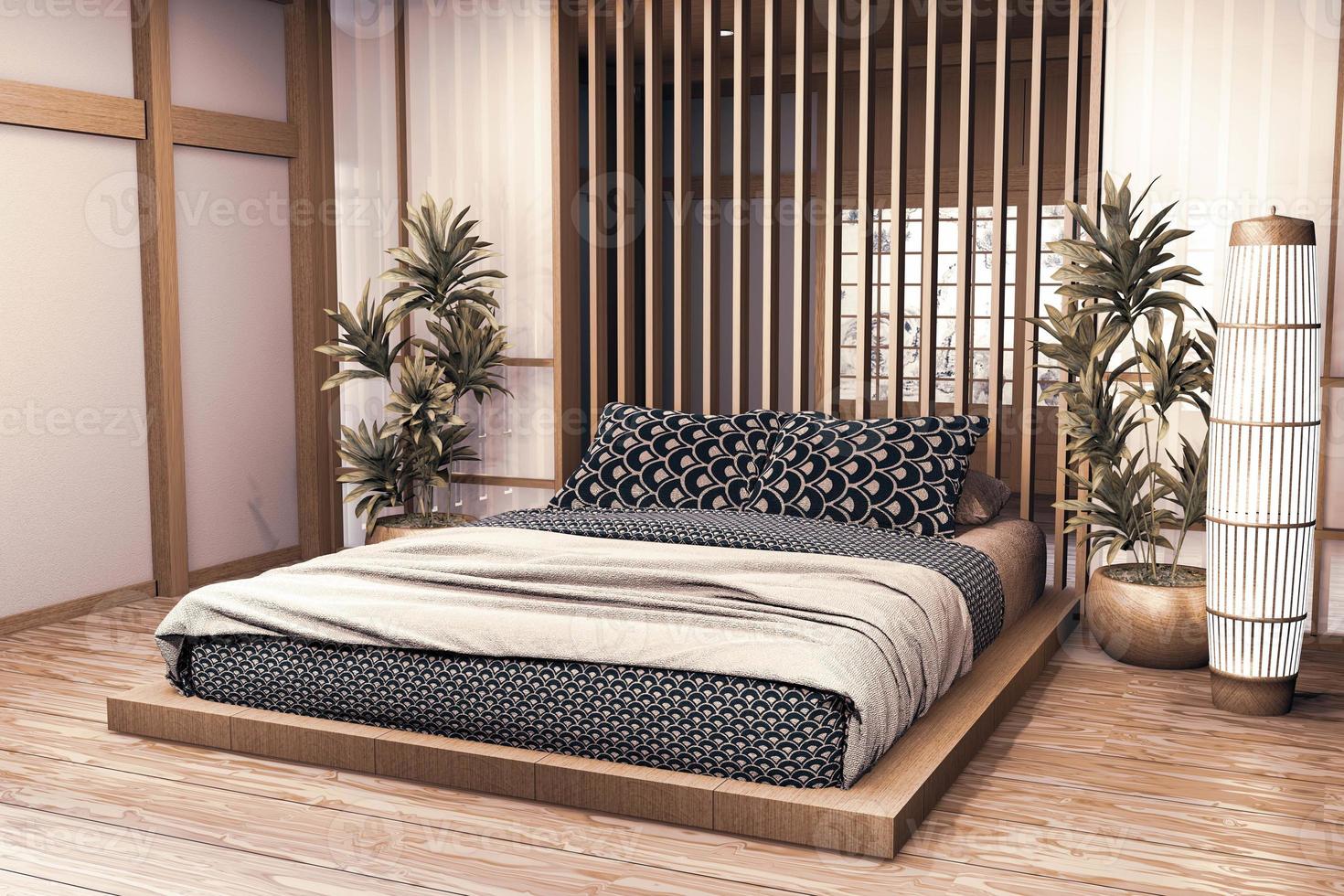 Luxury modern Japanese style bedroom mock up, Designing the most beautiful. 3D rendering photo