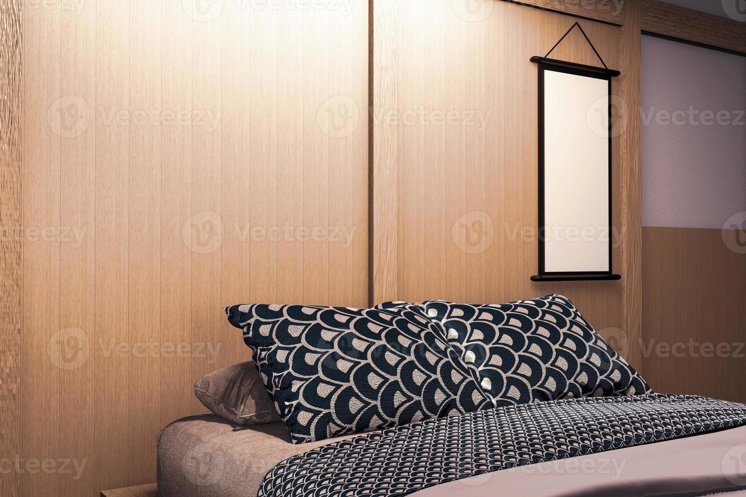 Luxury modern Japanese style bedroom mock up, Designing the most beautiful. 3D rendering photo