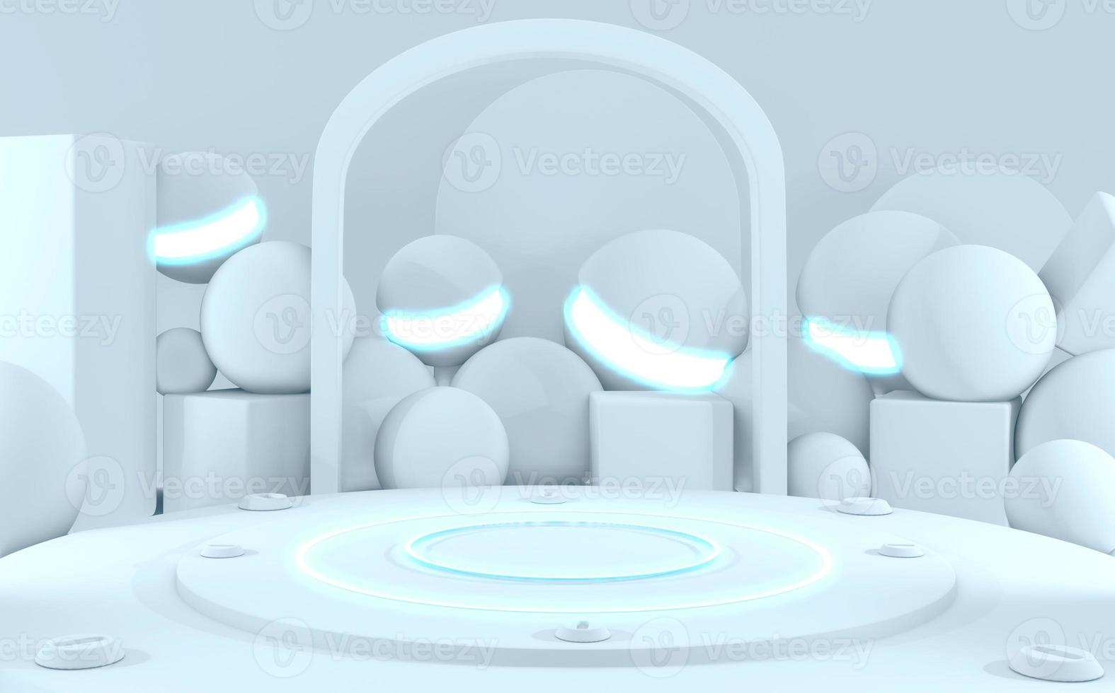 futuristic concept white abstract podium showcase. 3D rendering photo