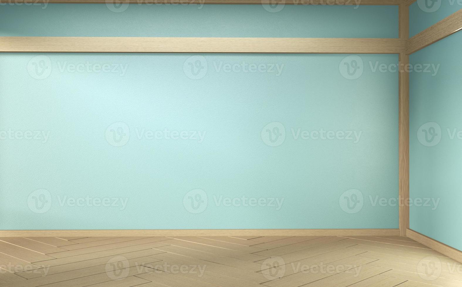 Empty mint room on wooden floor interior design. 3D rendering photo