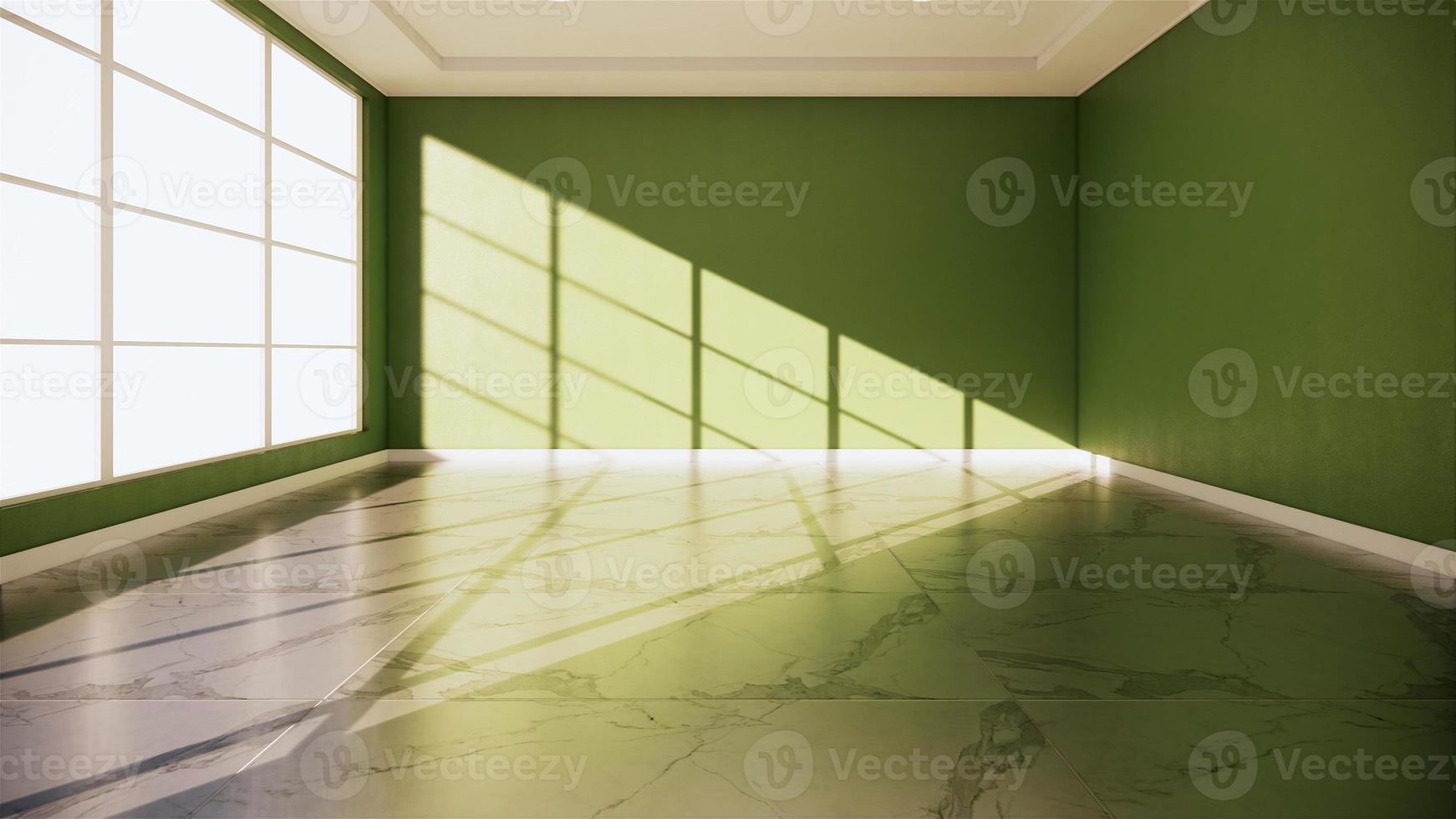 Interior de la habitación verde - habitación vacía de piso de granito de piedra natural Representación 3D foto