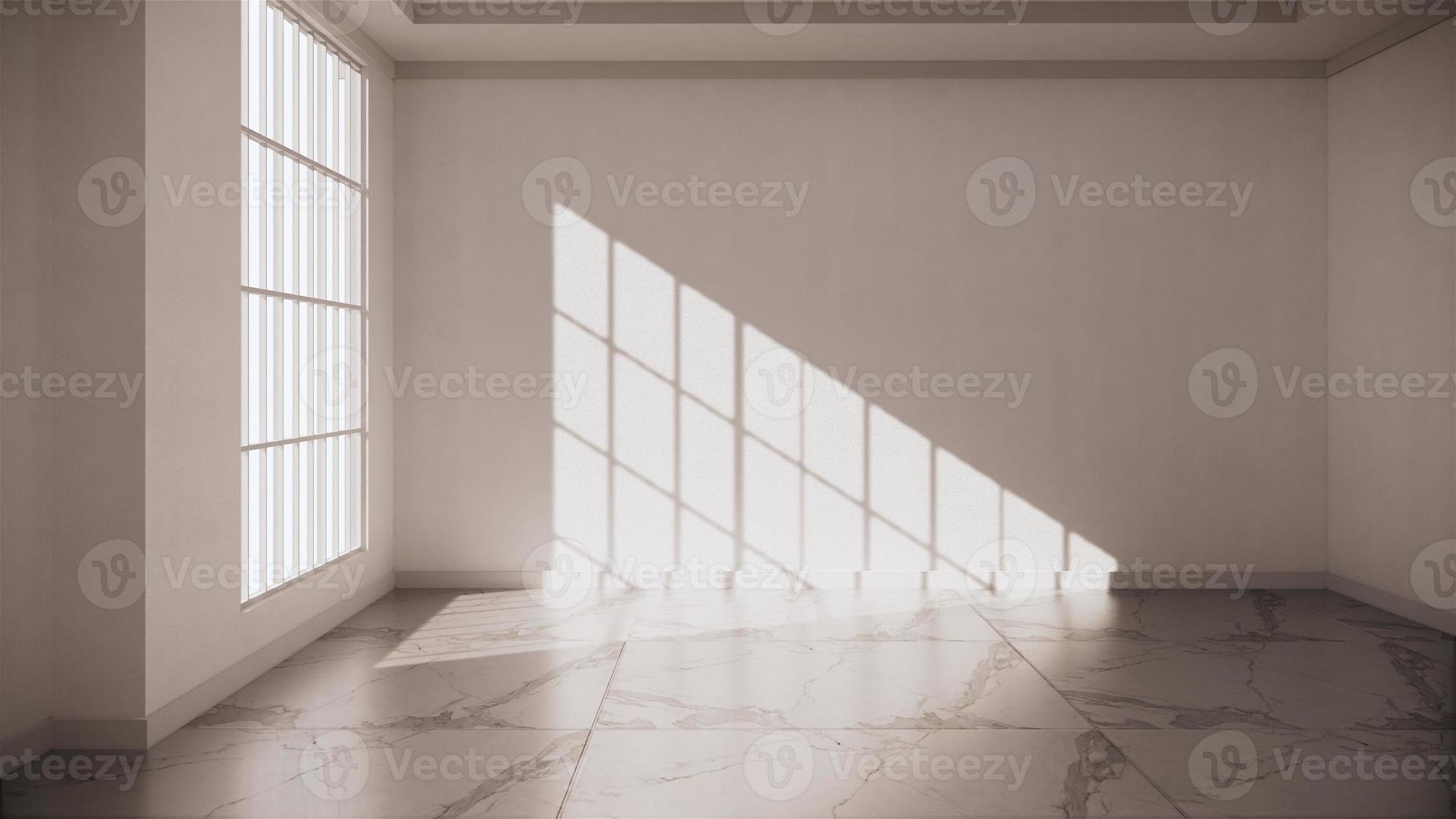 Granite floor room interior - Empty room of natural stone granite floor.3D rendering photo