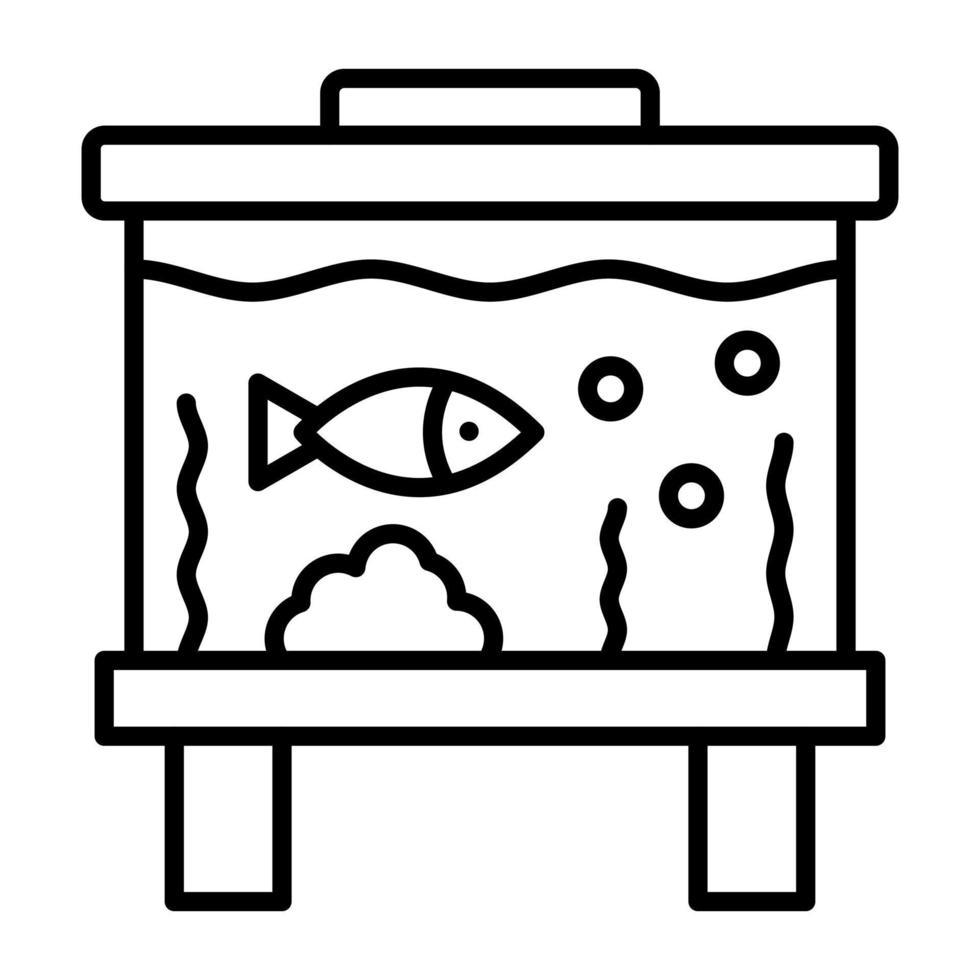 Fish Tank Line Icon vector