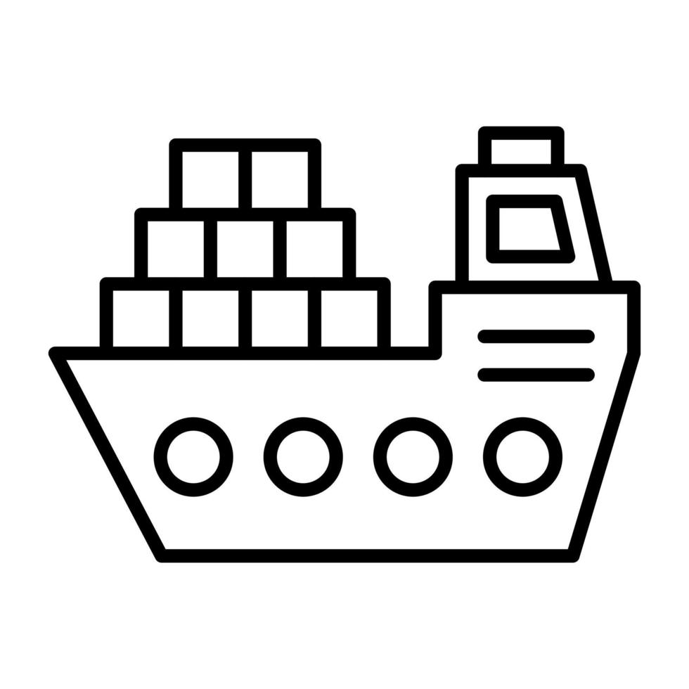 Cargo Ship Line Icon vector