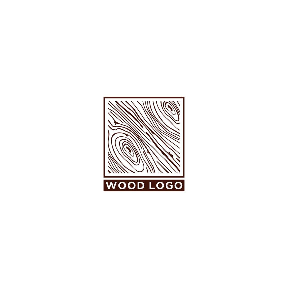 logotipo de madera con ilustración de textura de grano de madera única vector