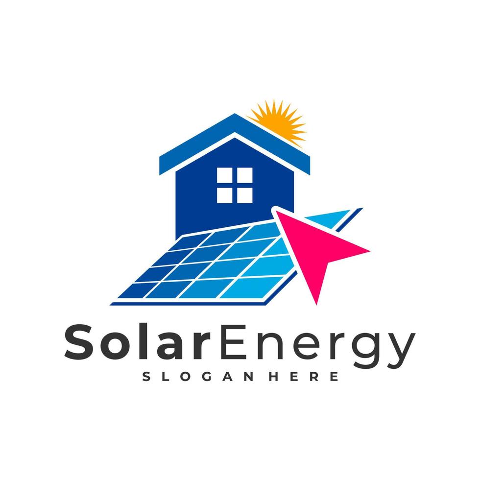 toque la plantilla de vector de logotipo solar, conceptos de diseño de logotipo de energía de panel solar creativo