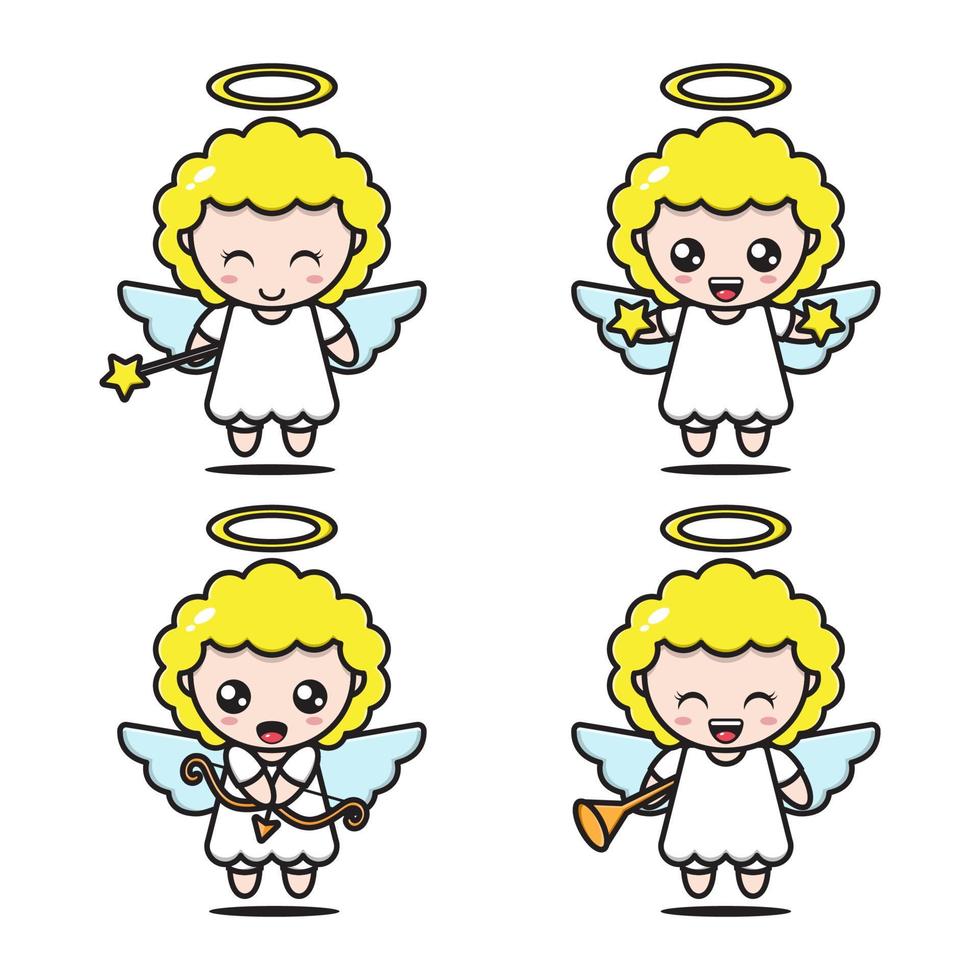 lindo ángel set colección de expresiones vector