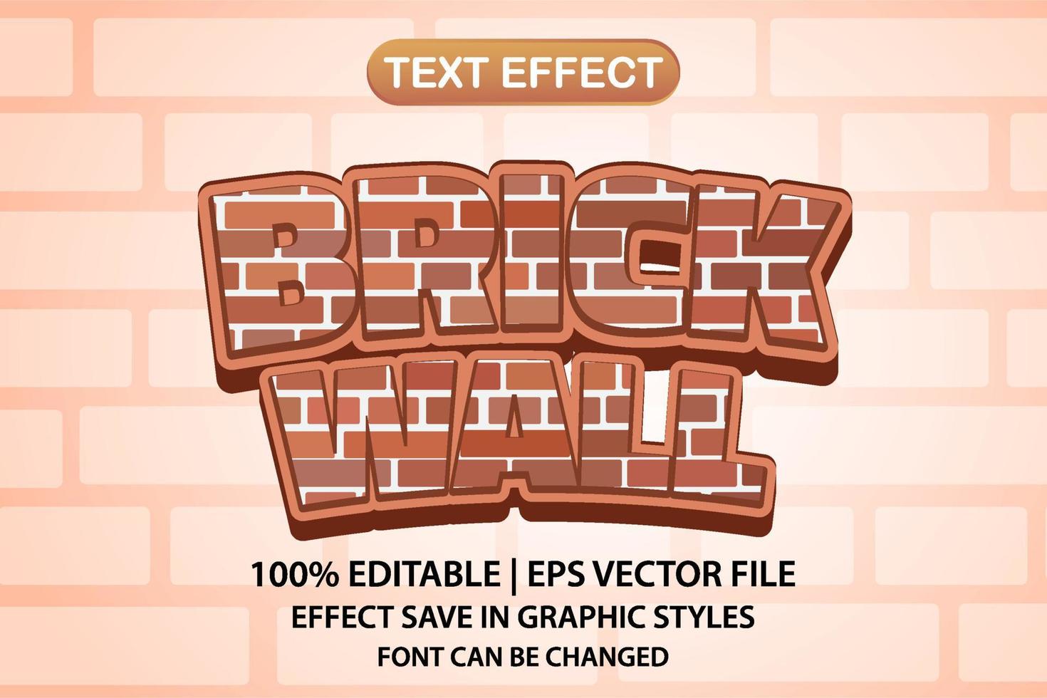 brick wall 3d editable text effect vector