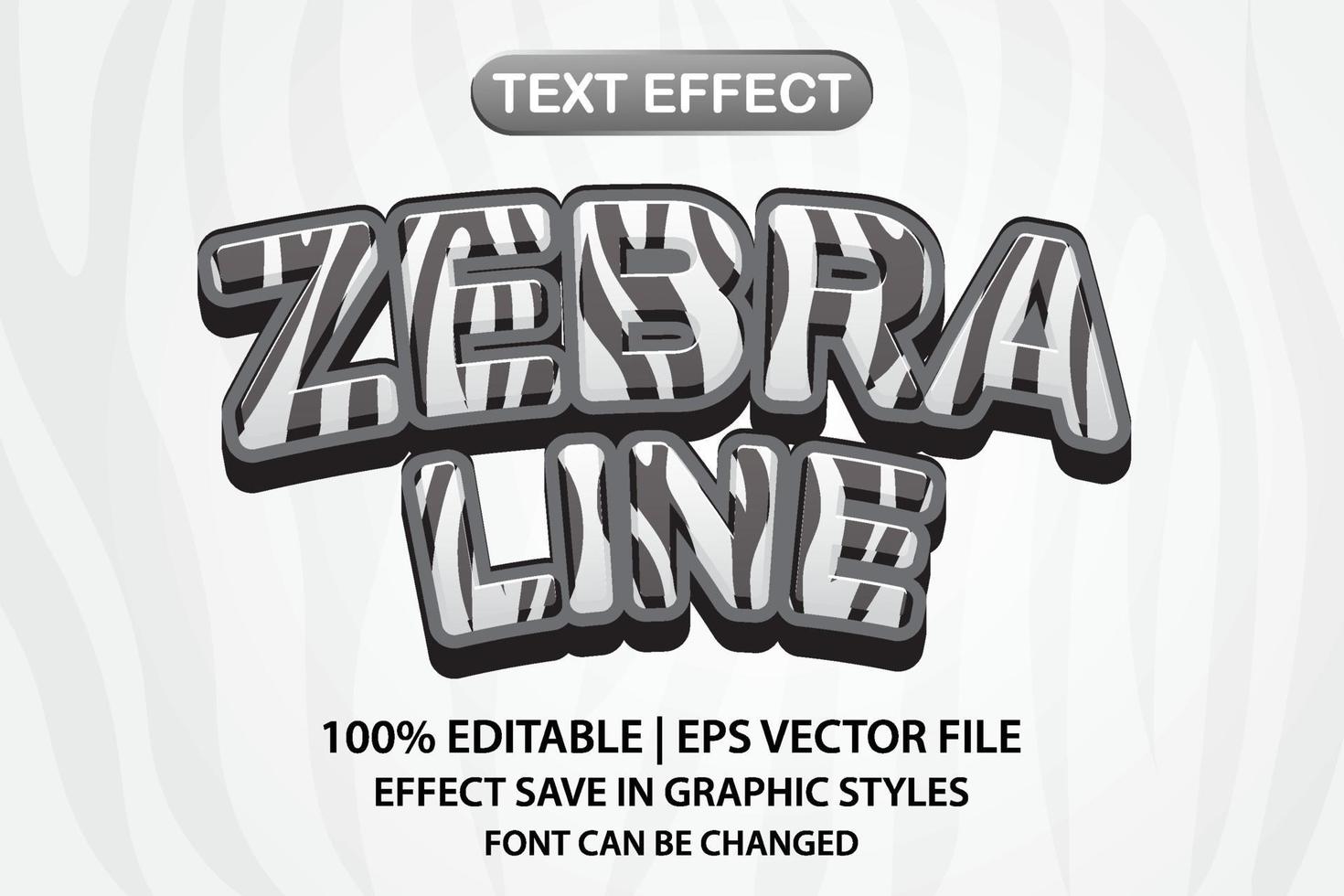 zebra line 3d editable text effect vector