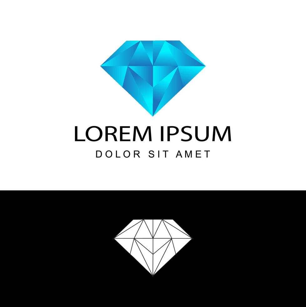 Diamante moderno, vector de diseño de plantilla de logotipo de joyería en fondo blanco aislado