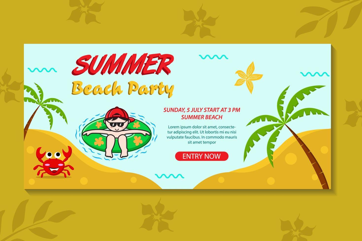 tropical summer beach party banner template collection vector