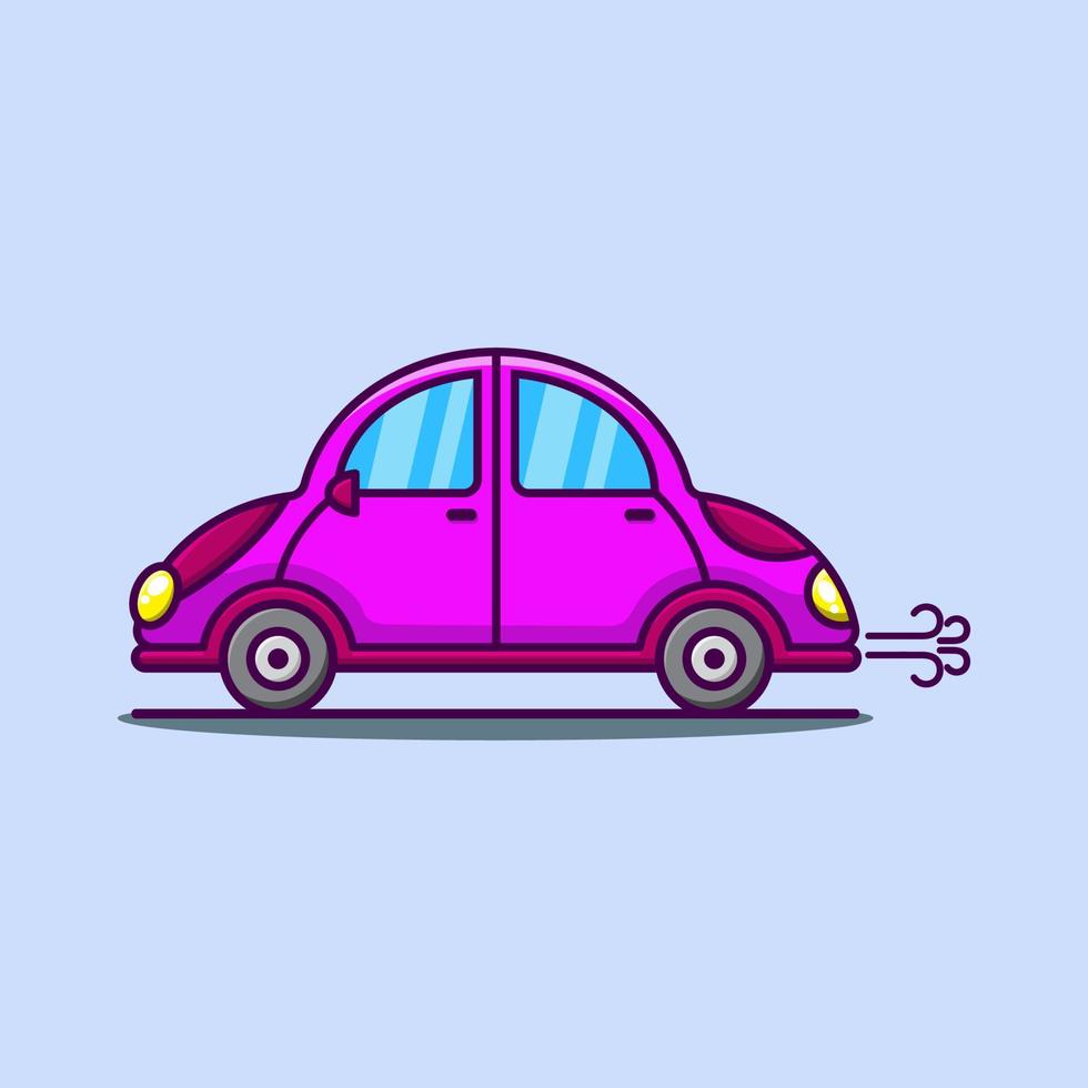 icono de coche lindo de dibujos animados en ilustración rosa vector