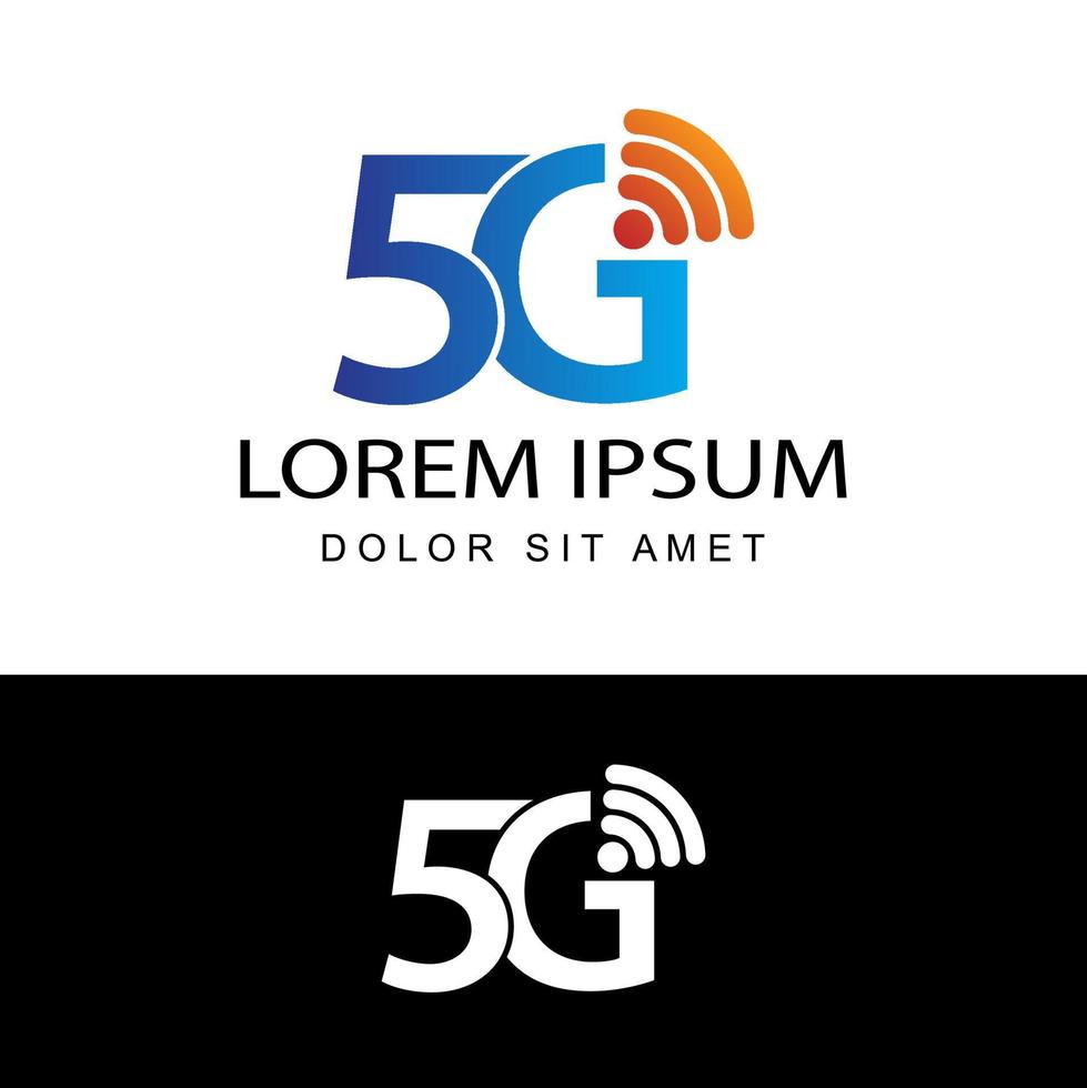 Ilustración de tecnología de circuito de velocidad de red de logotipo 5g en fondo blanco aislado, concepto de internet inalámbrico de telecomunicaciones de banda ancha vector