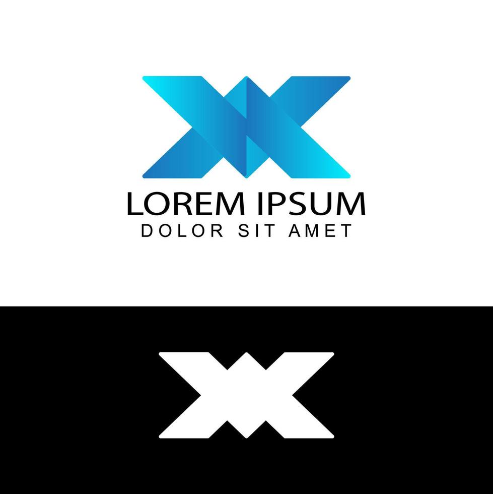 Vector de diseño de logotipo inicial letra x moderno en fondo blanco aislado