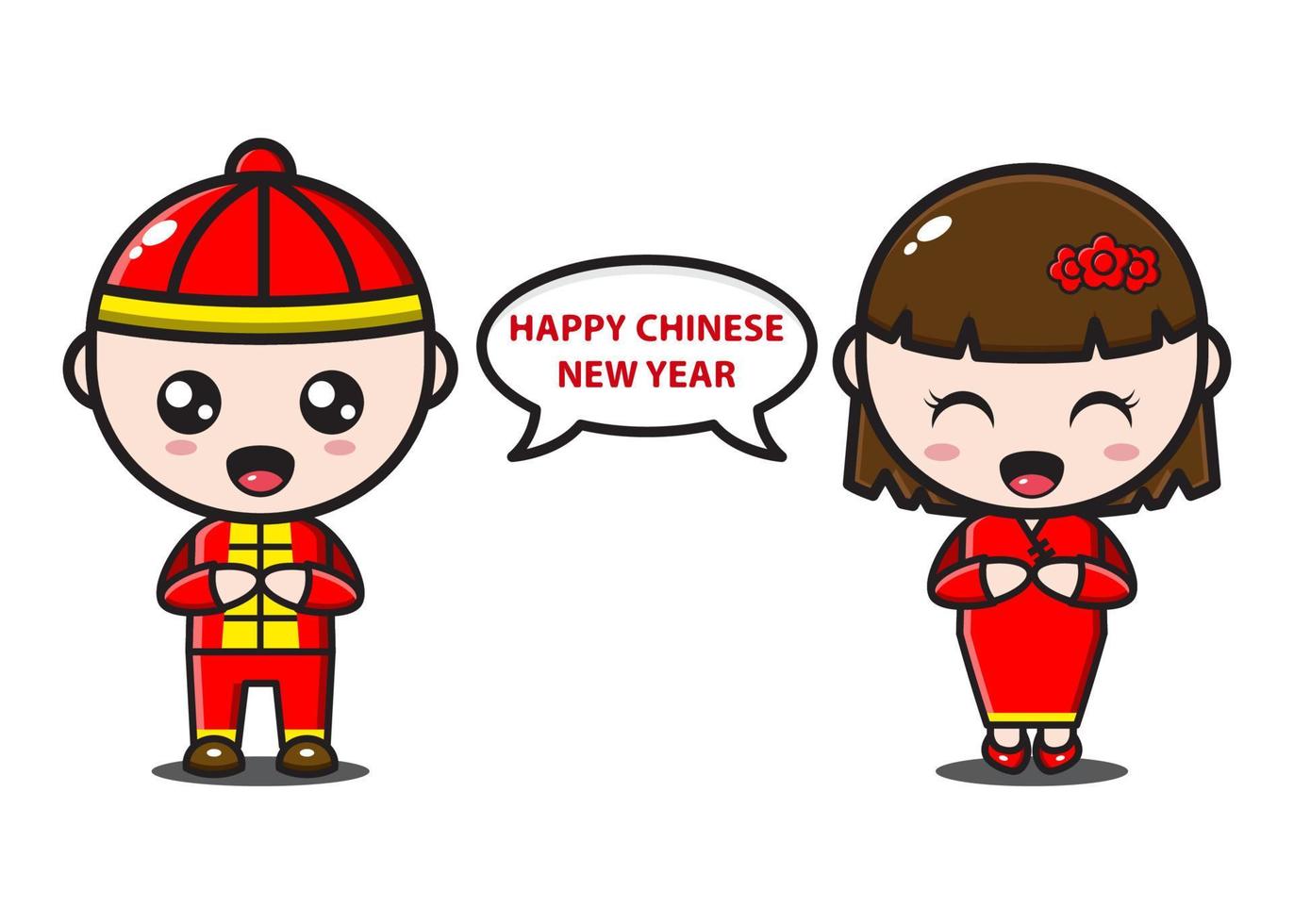 chinese couple wish you a happy chinese new year vector