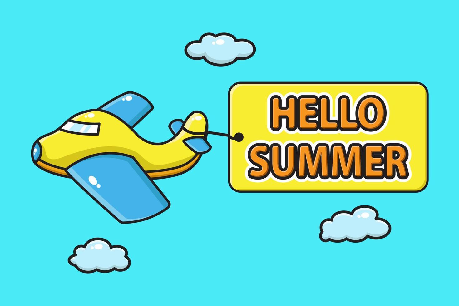 airplane carrying a hello summer banner vector