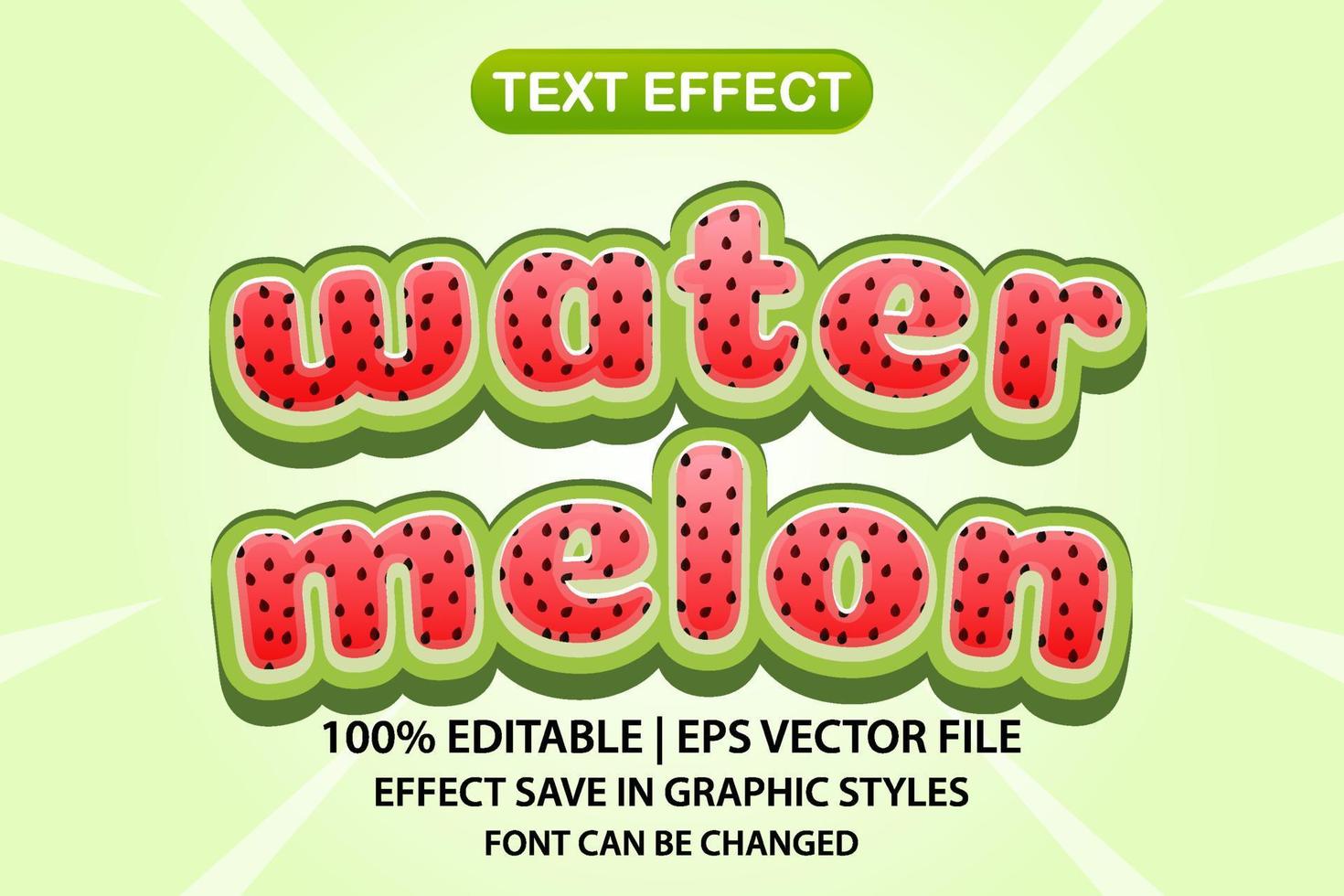 watermelon 3d editable text effect vector