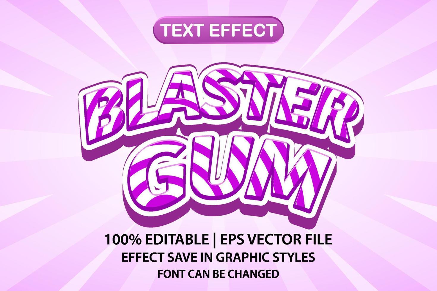 efecto de texto editable 3d de chicle blaster vector