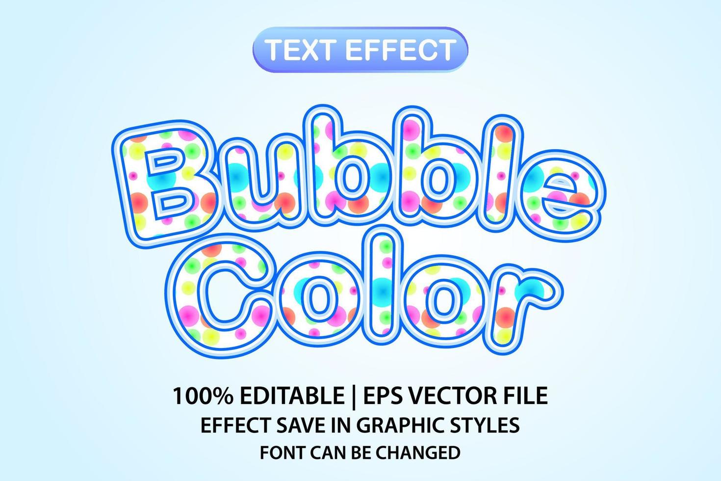 bubble color 3d editable text effect vector