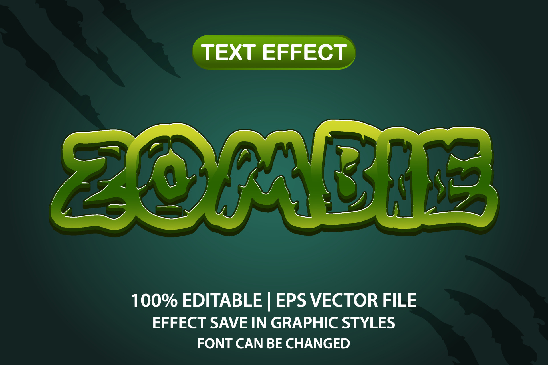 Premium Vector  Zombie tsunami editable text effect 3d gradient style