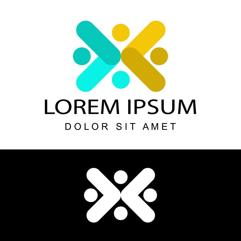 Human social, unity, together, connection, relation, community logo template design vector in isolated background