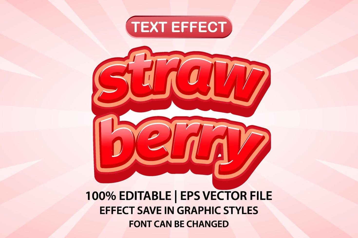 strawberry 3d editable text effect vector