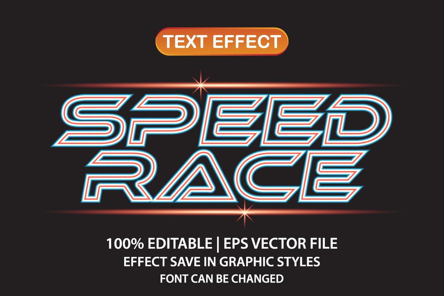 speed race 3d editable text effect vector