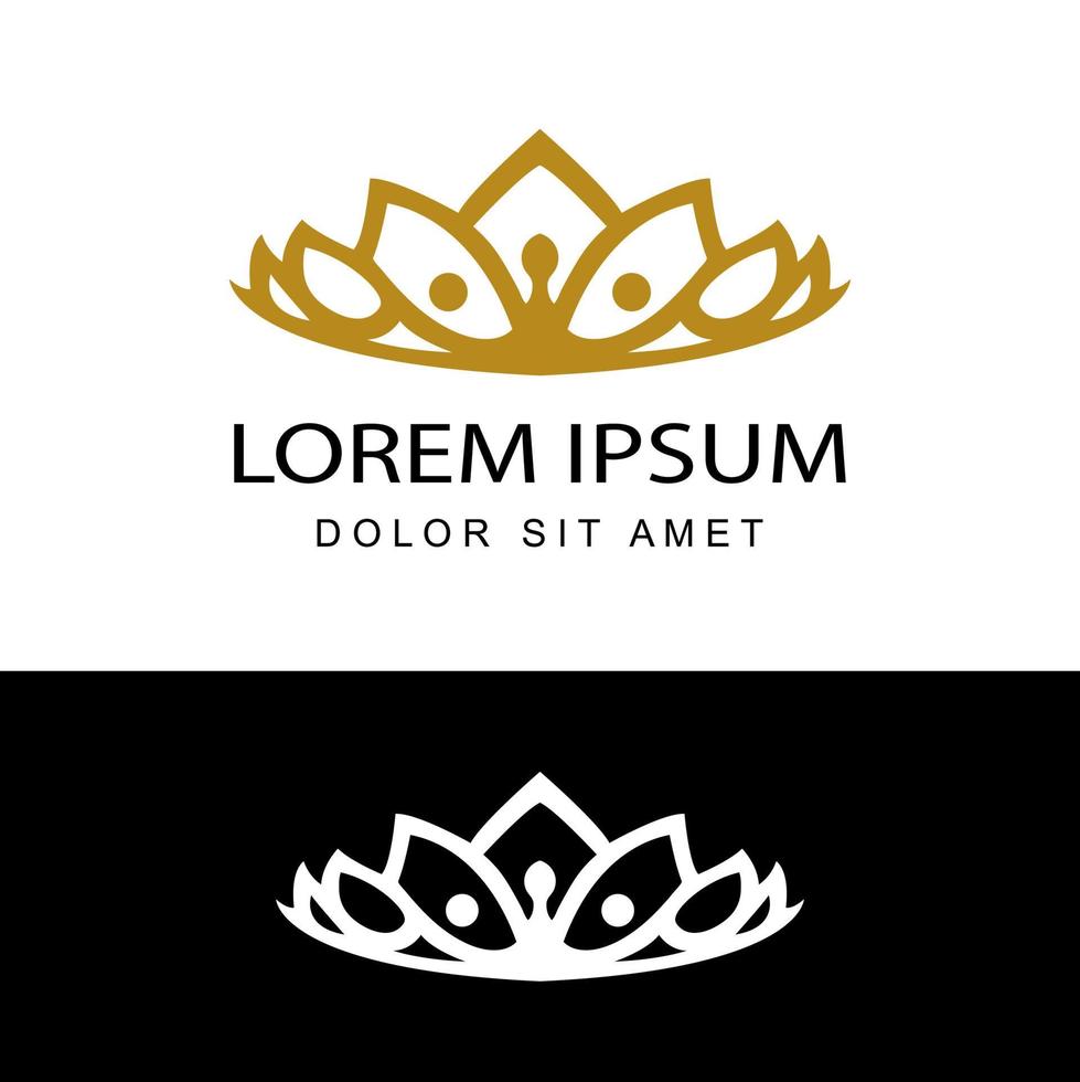 vintage elegant gold tiara logo illustration template design vector in isolated white background