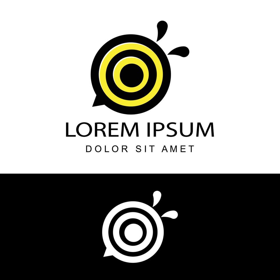 round shape chat bee logo illustration template design vector in isolated background