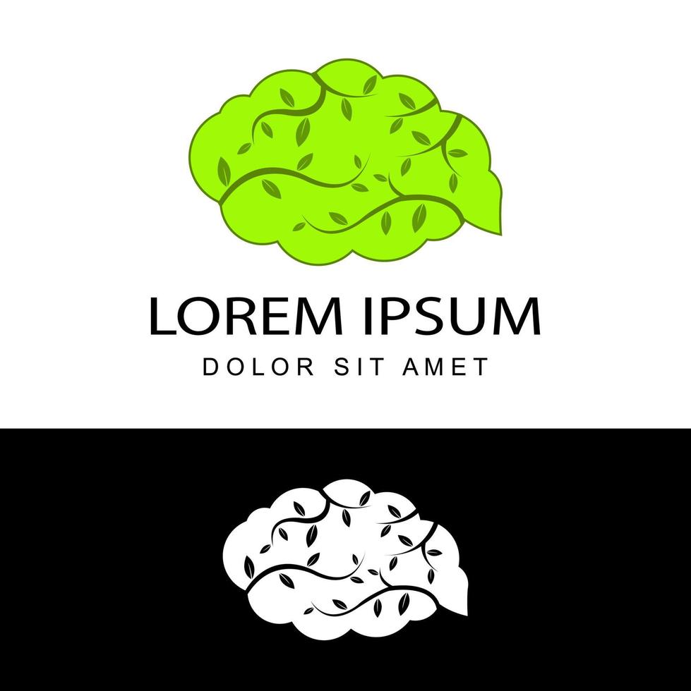 eco brain logo template design vector in isolated background, illustration of thinking green